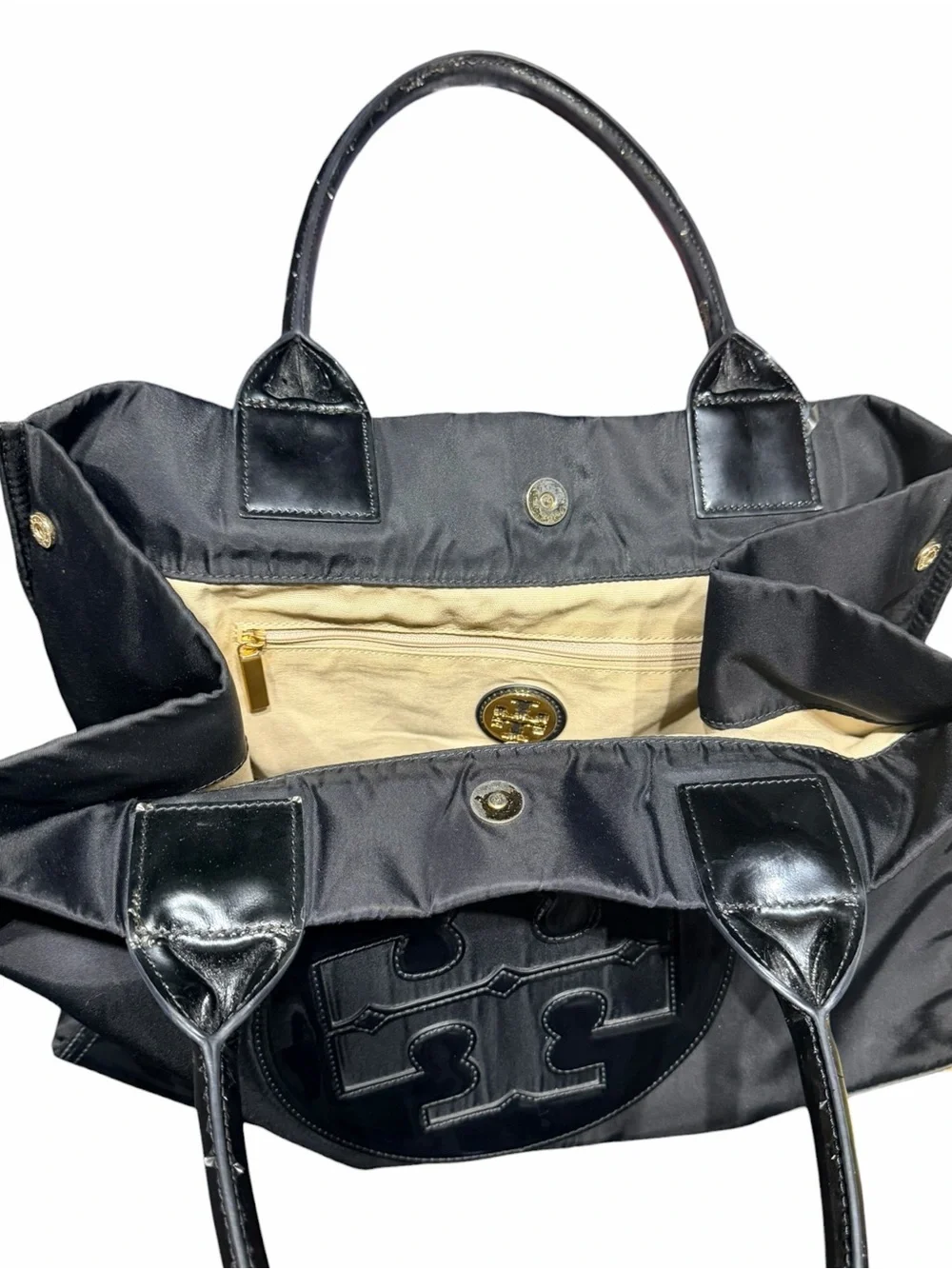 Tory Burch Large Ella Tote in Black Nylon